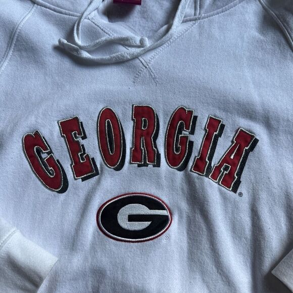 Womens Georgia Bulldogs White Embroidered Classic Hoodie Sweatshirt Size XL - Picture 2 of 4